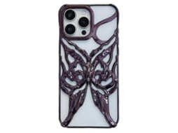 Capa Tkdaddy Para Iphone 16 Pro Galvanizada Com Estampa De Borboleta Vazada E Design Criativo Em Tpu, Roxa