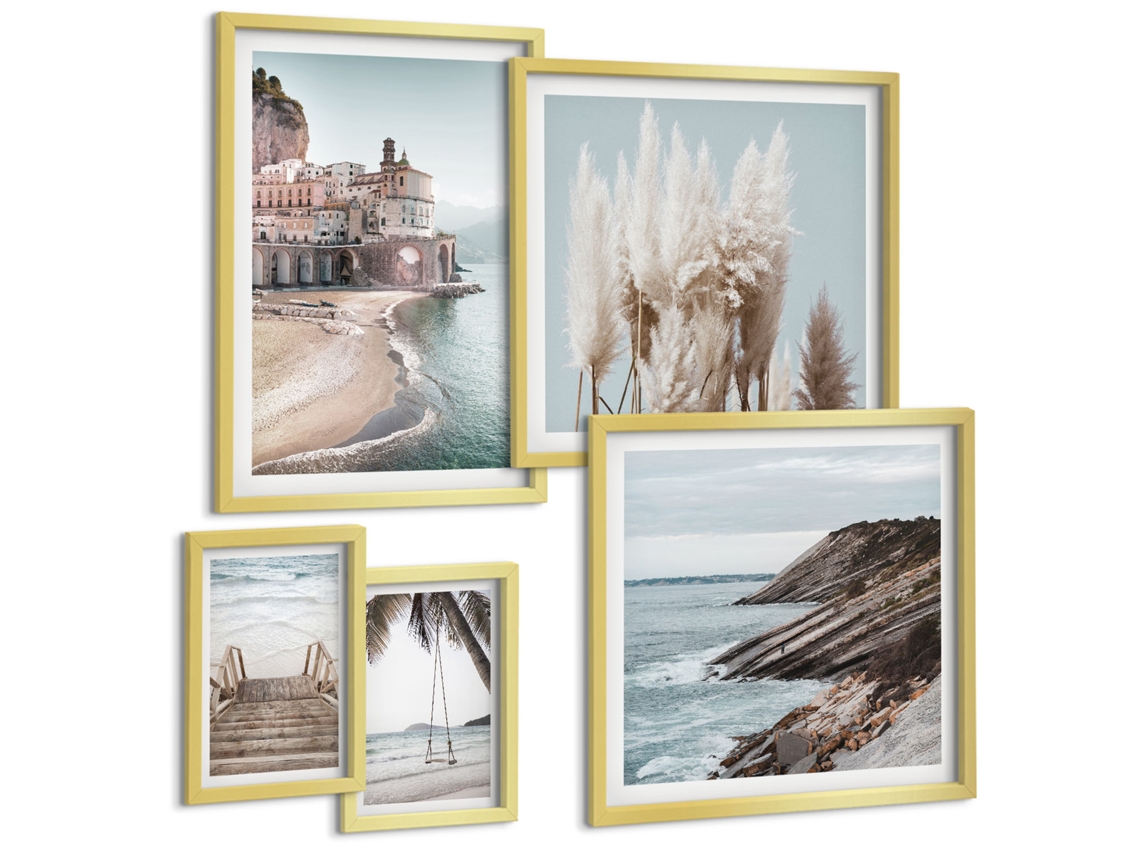 Conjunto De Pinturas Vistas Litorâneas Estilosas Espelharte (5 Peças)