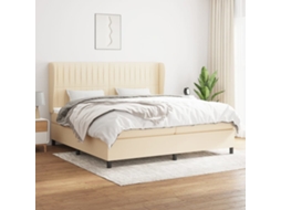 Vidaxl Cama Com Molas/colchão 200x200 Cm Tecido Cor Creme