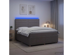 Vidaxl Cama Box Com Led E Colchão Cinzento-acastanhado 140 X 190 Cm