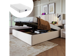 Cama Casal, feita de algodão, com amplo espaço de armazenamento, robusta, durável, design prático, fácil de montar, qualidade superior. Colchão não incluído.