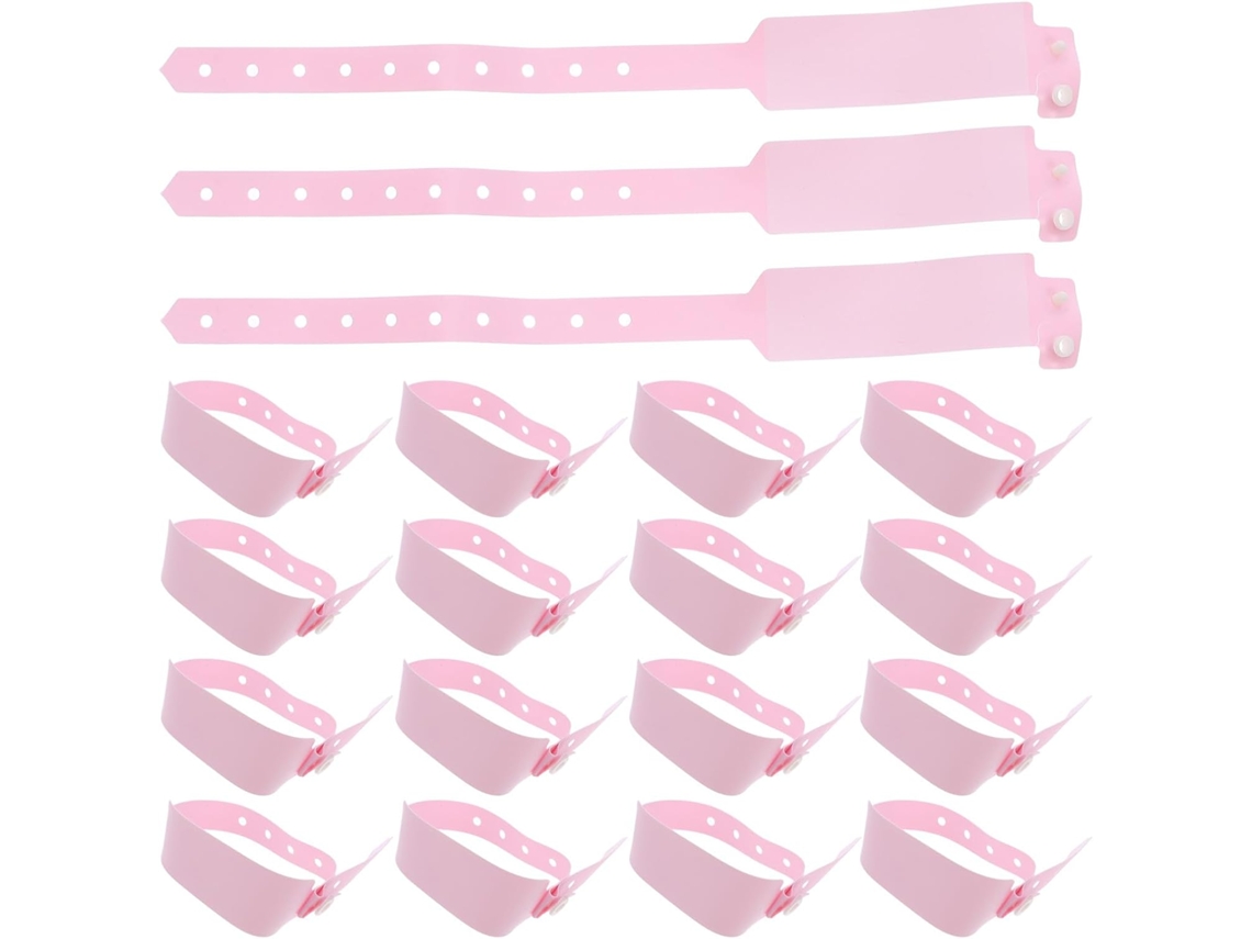100 pulseiras médicas de PVC rosa para identificação precisa de pacientes adultos e enfermos em ambientes hospitalares.