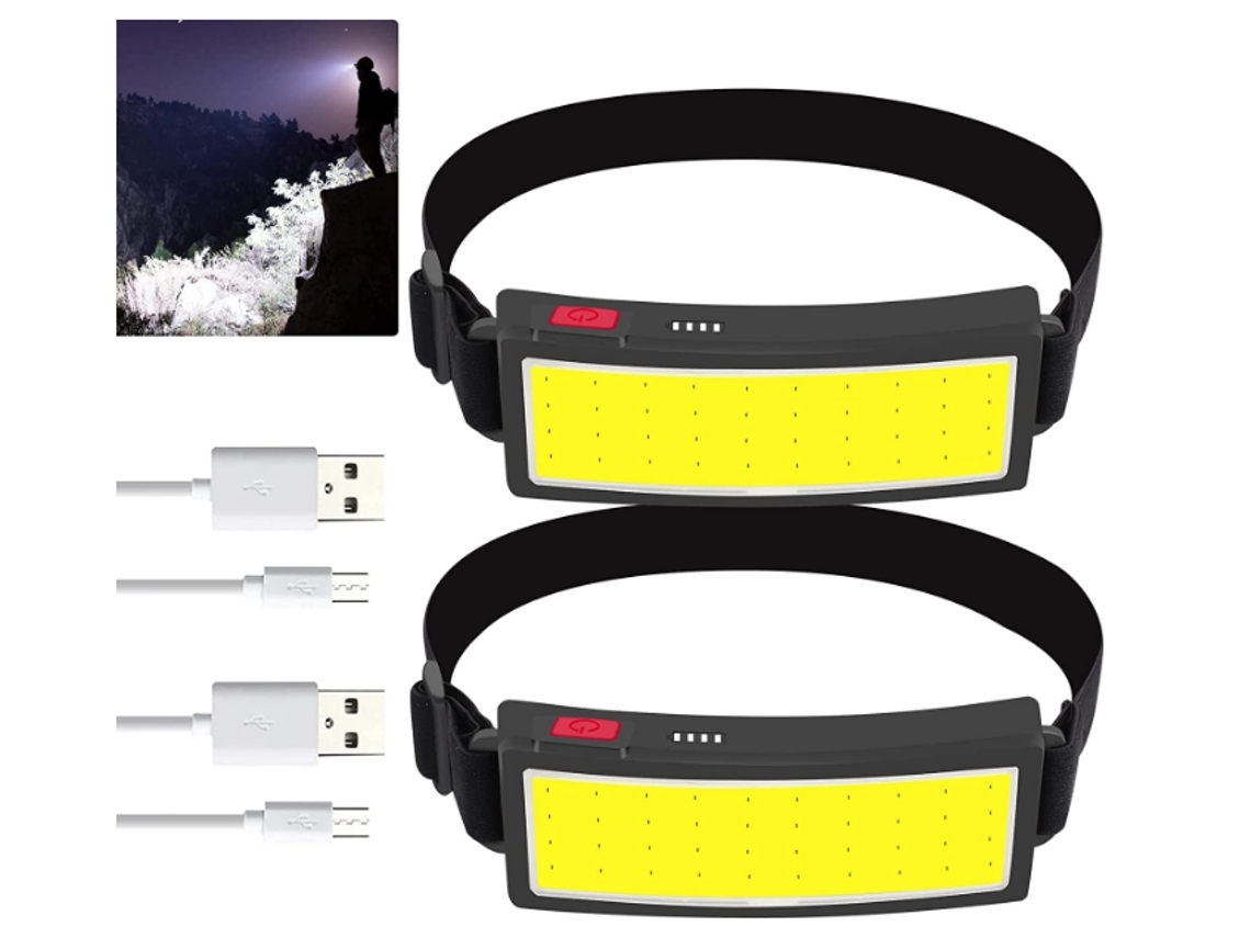 Lanterna de Cabeça Led 2 Pacotes Lanterna de Cabeça Recarregável Cob Light À Prova D'Água Farol para Adultos Preto BISBISOUS VIGA EUROPE