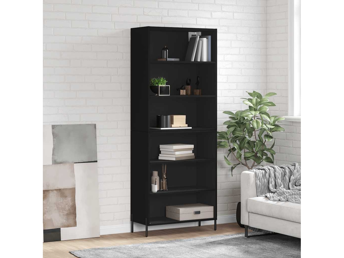 Vidaxl Armário Alto 69,5x32,5x180 Cm Derivados De Madeira Preto