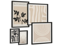 Conjunto De Pinturas Motivos Vegetais Estilosos Neutros Espelharte (5 Peças)