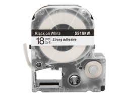 Cinta De Etiquetado 18mm Pet Impermeable Para Impresoras Epson/kingjim Letras Negras Fondo Blanco