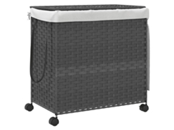 Cesto para roupa suja com rodas VIDAXL vime cinzento (60x35x60,5 cm)