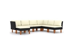 Maison Exclusive - 7 Pcs Conjunto Lounge De Jardim C/ Almofadões Vime Pe Preto