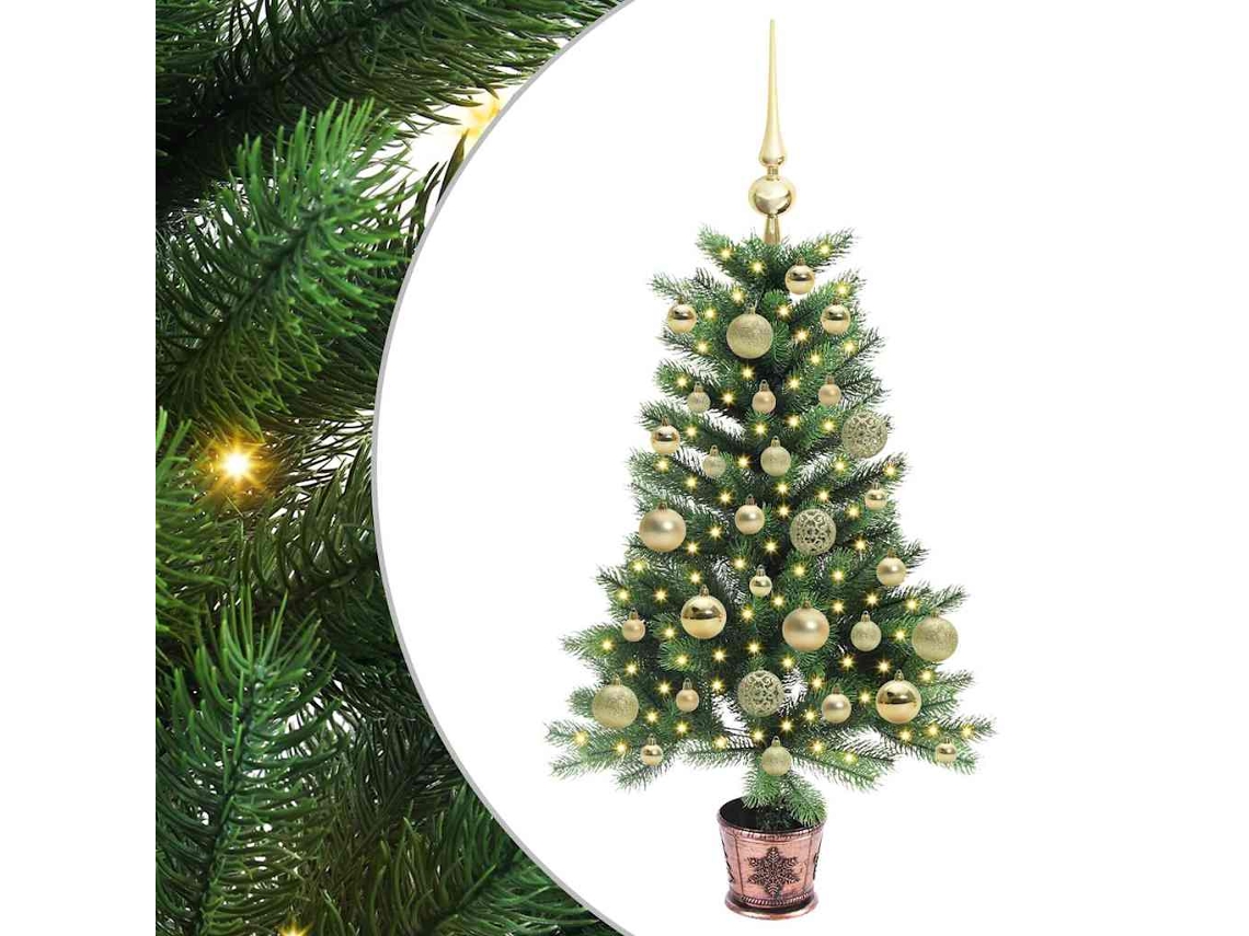 Árvore De Natal Artificial Pré Iluminada Vidaxl Verde Polietileno (90 Cm)