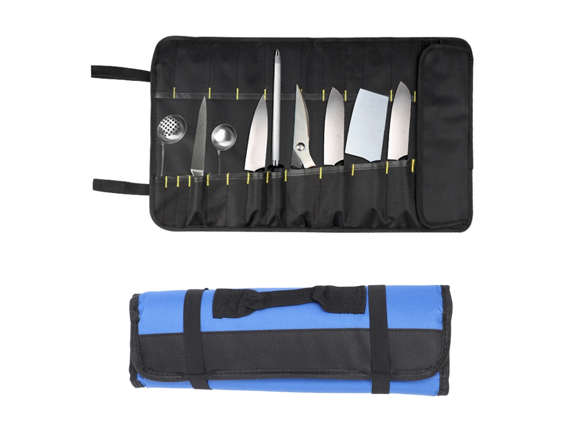 Mochila Enrolável De Ferramentas Portátil De Lona Impermeável Multifuncional Para Organização De Ferramentas De Carpintaria Azul