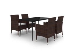 Garden Dining Set, Garden Dining Sets Vidaxl Marrom Rattan / Vime (140 Cm Table Length)
