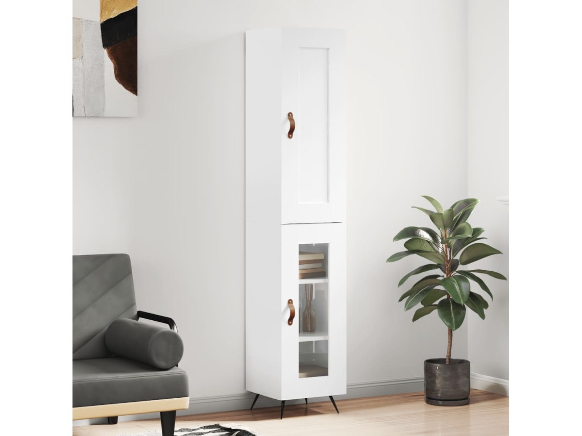 Armario alto 34,5x34x180 cm Madera procesada Blanco brillante