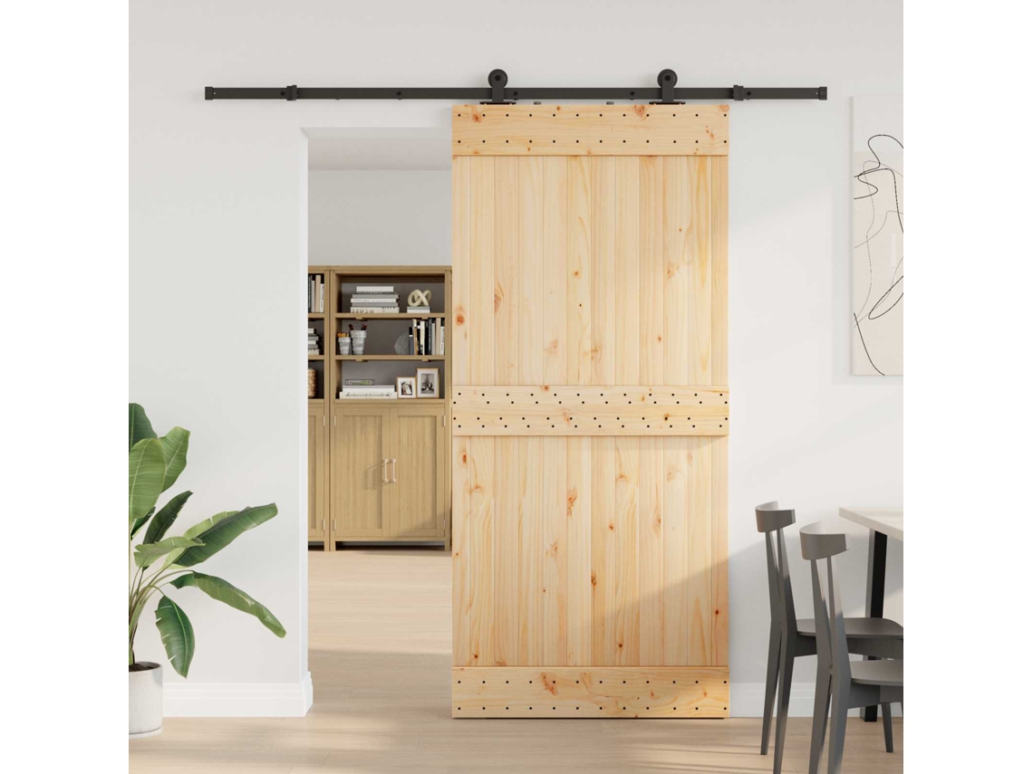 Vidaxl Porta Deslizante Narvik Natural E Preto 95 X 210 Cm (213,5 Cm)