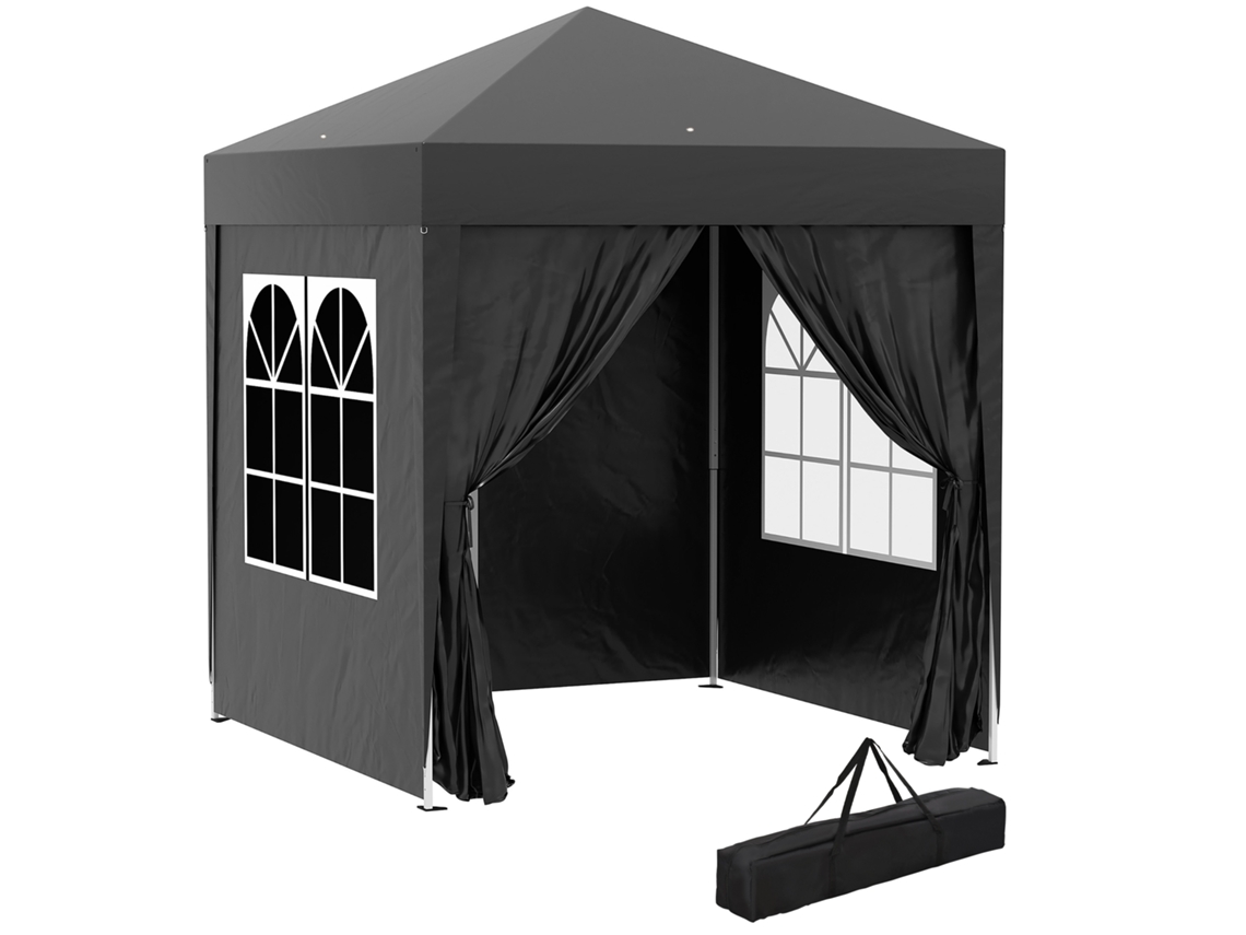 Pavilhão de Festas 2x2m com laterais removíveis preto BTFORUS