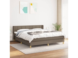 Cama Com Molas/colchão 180x200 Cm Tecido Castanho-acinzentado