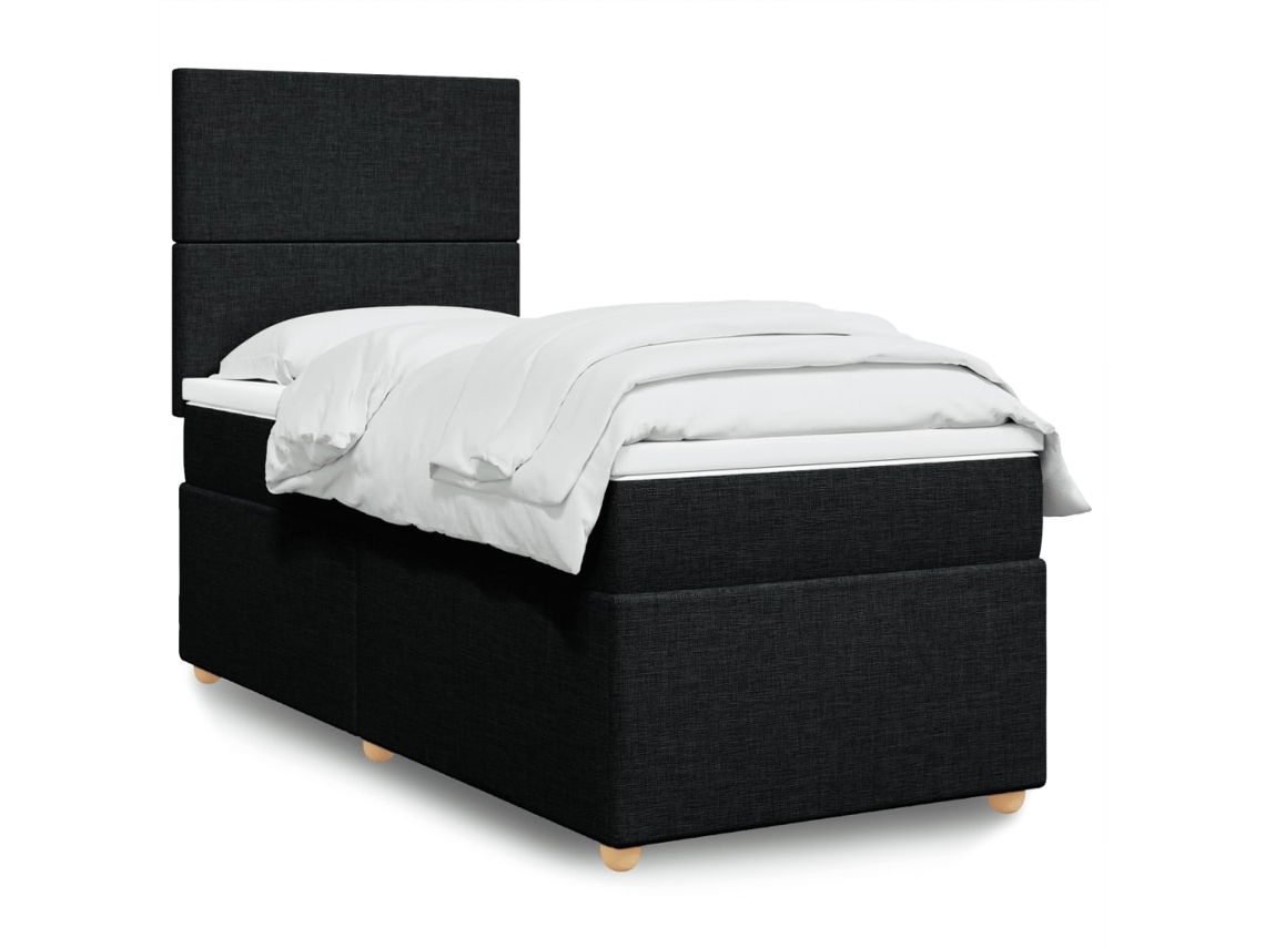 Vidaxl Cama Com Molas/colchão 90x200 Cm Tecido Preto
