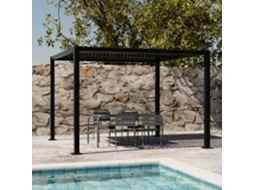 3x3m Pérgola Com Persiana, Alumínio E Aço Com Lâminas Ajustáveis, Preto Sweeek