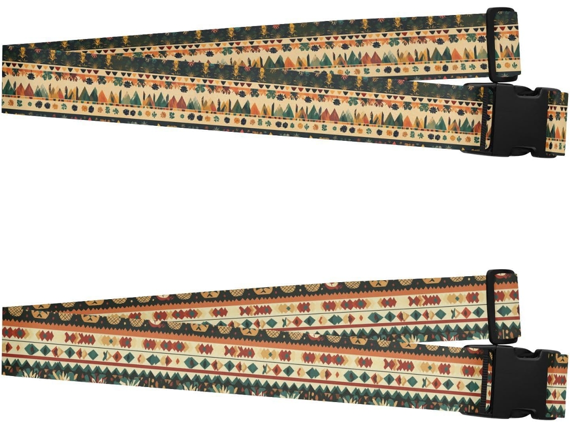 Conjunto De 2 Cintas Bagagem Com Estampa Tribal Tradicional, Cinto De Segurança Ajustável Bagagem, Acessório