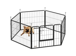 Cercadinho para Cães, Cercado Modular e Dobrável de 6 Painéis, Aço Portátil com Porta 80 X 60 Cinza Ge