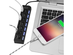Hub Usb De 7 Portas E 480 Mbps, Sem Conflitos, Plug Play, Para Mouse, Impressora E Scanner. Aquaforge