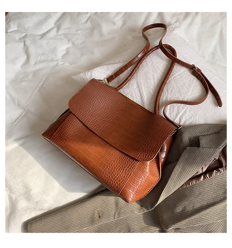 Bolsa De Ombro Feminina Retrô Casual De Inverno (marrom), Bolsa De Mão Para O Dia A Dia, Bolsa Transversal Feminina Em Couro Pu.