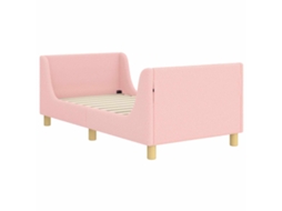 Cama De Solteiro | Camas Para Quarto | Estrutura De Cama Infantil Com Cabeceira Rosa 80 X 160 Cm