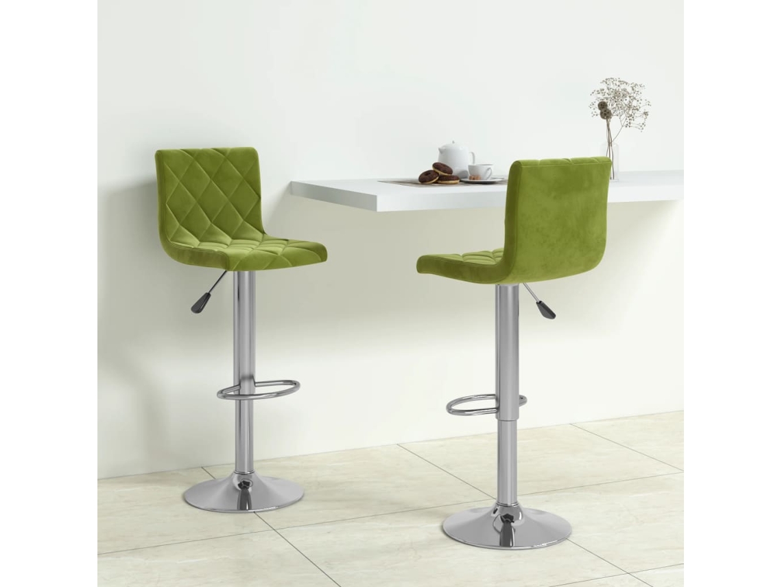 Vidaxl Bancos De Bar 2 Pcs Veludo Verde-claro