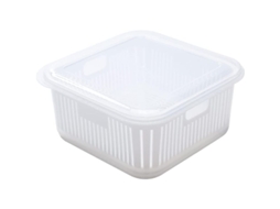 Caixa de armazenamento de alimentos Rebe com cestos de drenagem, tampa dupla, para geladeira, frutas e legumes, em polipropileno resistente à corrosão.
