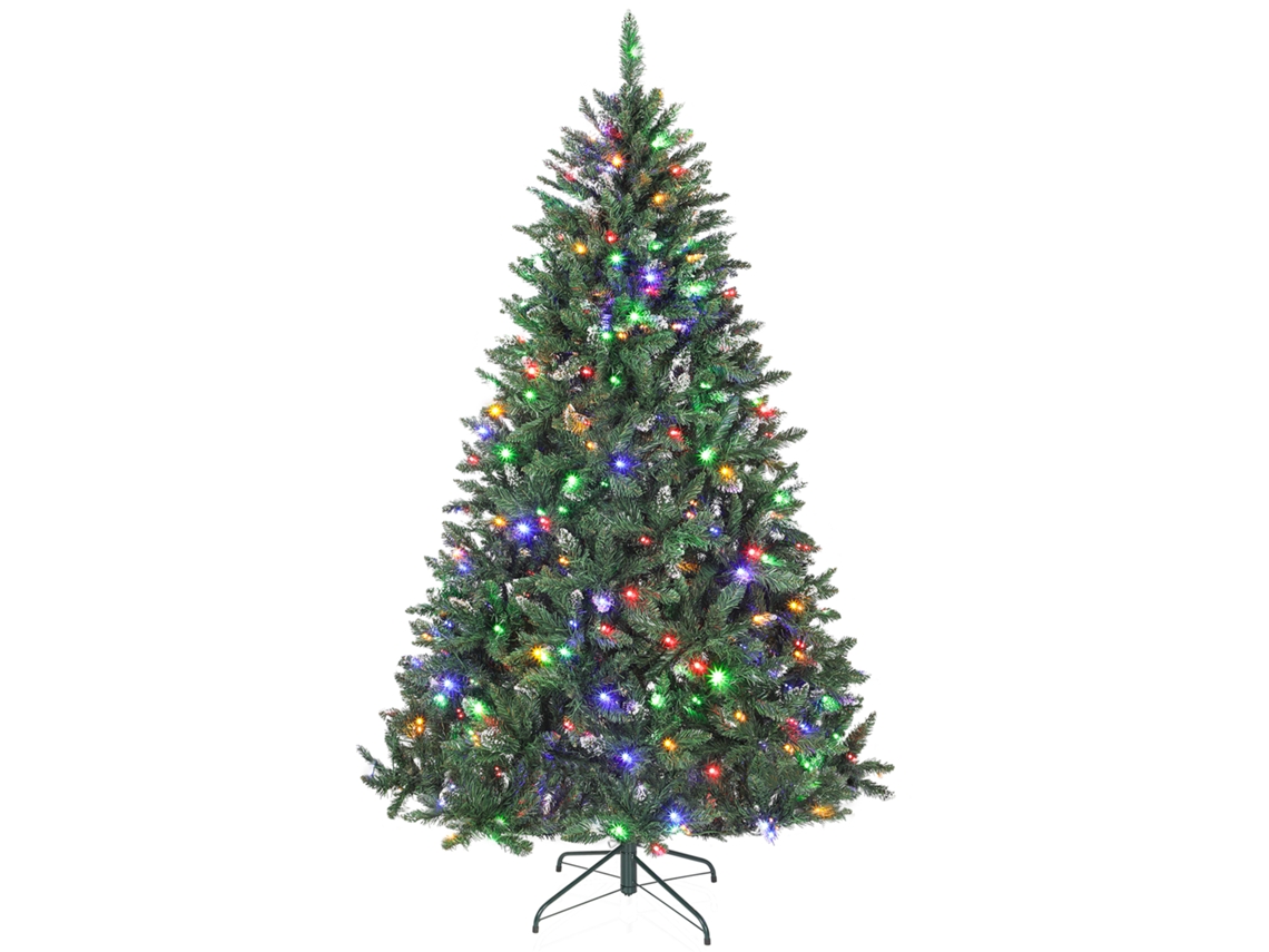 Árvore de Natal Plástico e Metal Cor Verde e Branco Ø125x210 cm Homcom