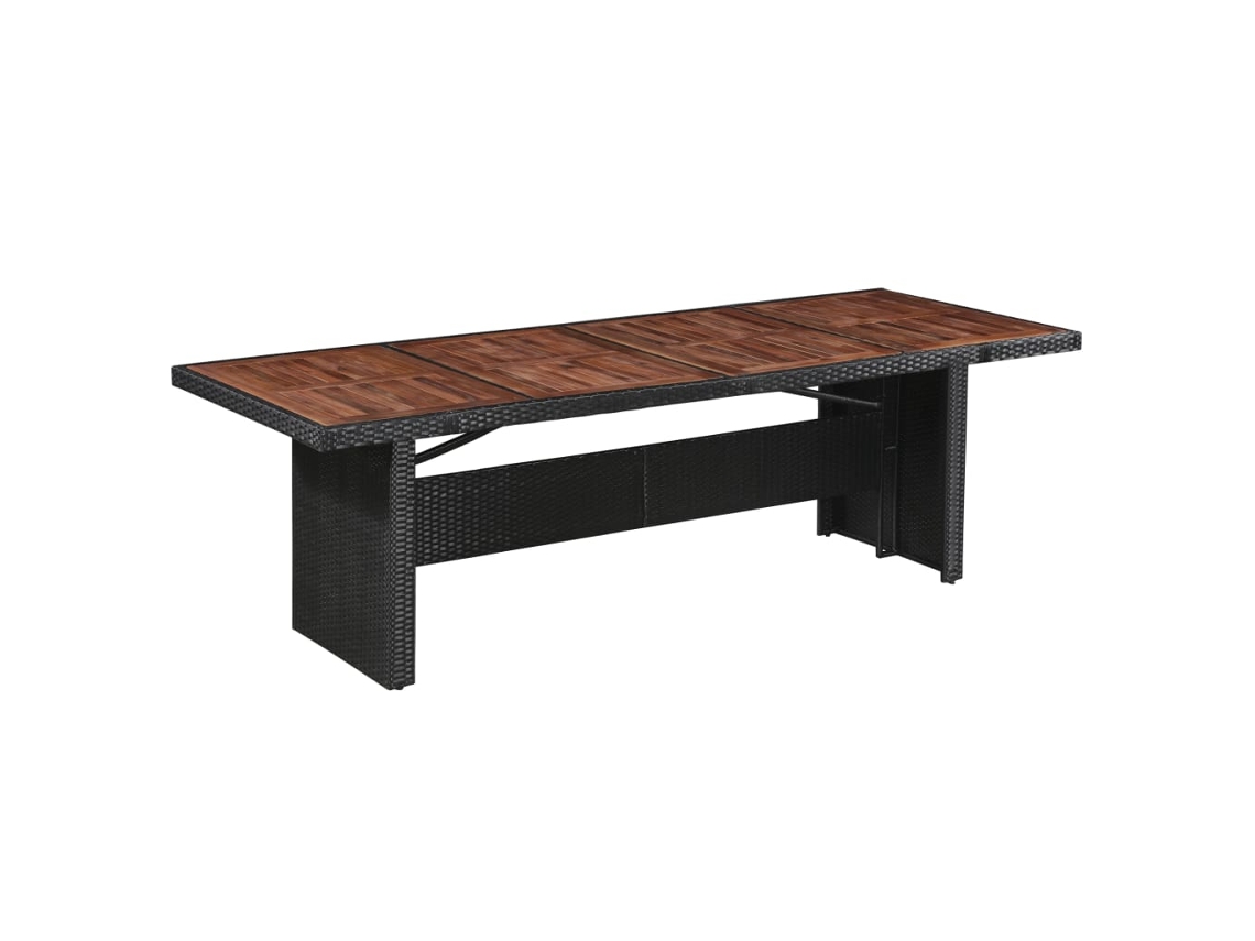 Vidaxl Mesa De Jardim 240x90x74 Cm Vime Pe E Madeira Acácia Maciça