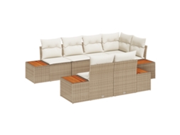 Conjunto 7 Sofá De Jardim Vidaxl Bege Vime Pe (264 X 154 X 69 Cm)