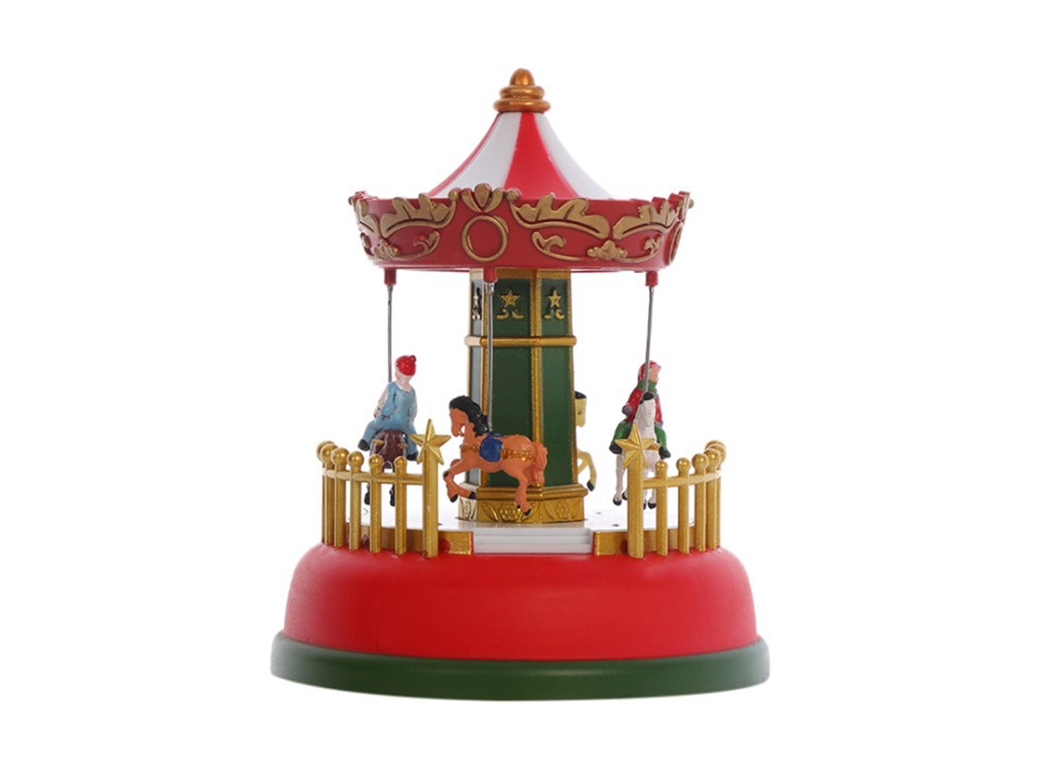 Caixa De Música De Natal Luminosa Carrossel Rodinha Animada