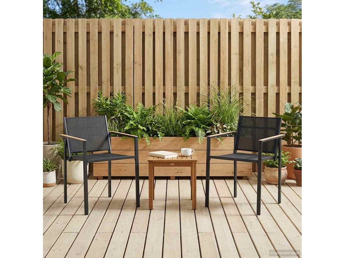 Vidaxl Cadeiras De Jardim 2 Unid. Preto E Anthracite Tecido Textileno