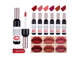 Conjunto De Batons Líquidos De Vinho Com 6 Cores Batom Mate Waterproof E Longo Duradouro Efeito Antioxidante
