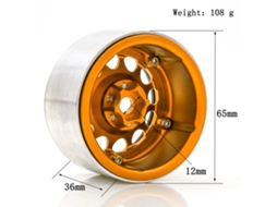 Aro De Liga De Alumínio Beadlock Dourado 2.2 Polegadas 65*36mm Para Carros De Controle Remoto 1/8 1/10 Trax4 Axial Scx10 Wraith Yeti 4pcs