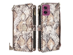 Capa De Celular De Couro Com Textura De Cobra E Alça Transversal