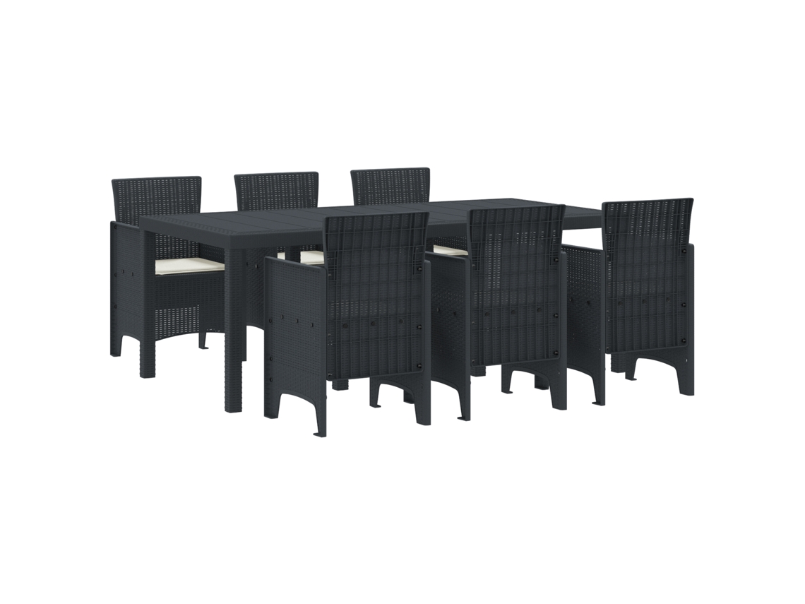 Conjunto 7 Jantar Ao Ar Livre Vidaxl Antracite Polipropileno (200 X 100 X 73 Cm)