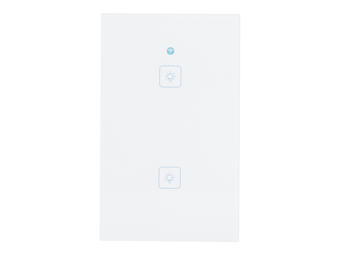 Interruptor de parede inteligente sensível ao toque por Wi-Fi com controle remoto (2 botões, padrão americano, ampla voltagem 100-240 V)