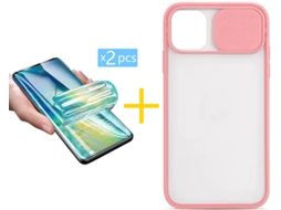 Capa + 2 Películas para iPhone 11 Pro Max SKYHE Rosa-Creme