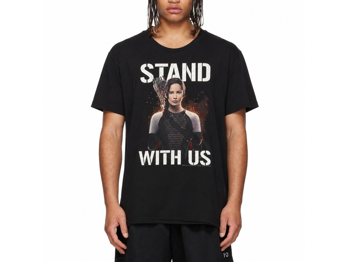 Rockinstone Hunger Games Movie Stand With Us Katniss Black Adult T-shirt Size:xxxl