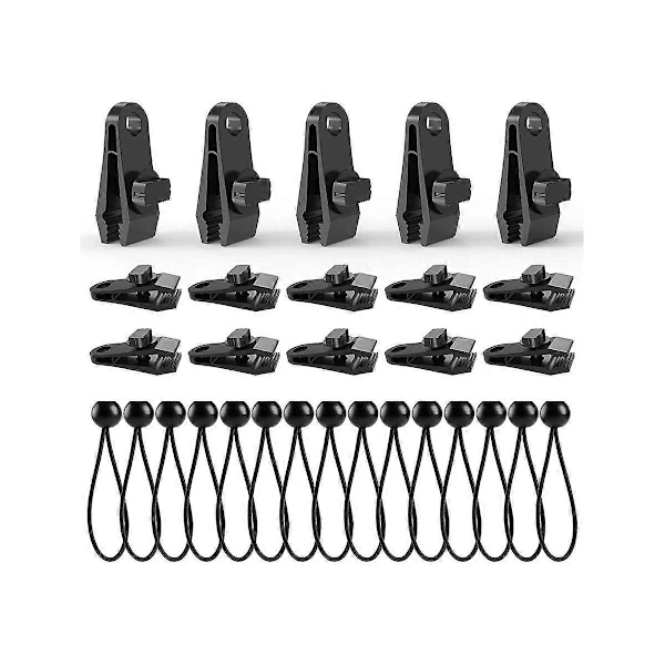 Conjunto de 30 Grampos para Lona com Tiras Borracha, Travas Reforçadas Lona, ​​cobertura Piscina e Barraca Camping . AQUAFORGE (modelo 2025)