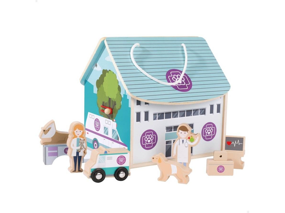 Brinquedo de Madeira WOOMAX Hospital veterinário (Idade Mínima: 3 anos - 19 x 19 x 18 cm)