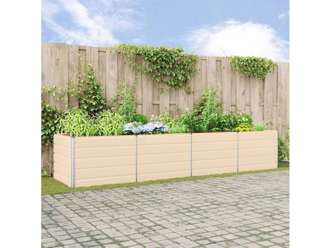 Vidaxl Floreira Ivory 385 X 100 X 75 Cm Aço Galvanizado