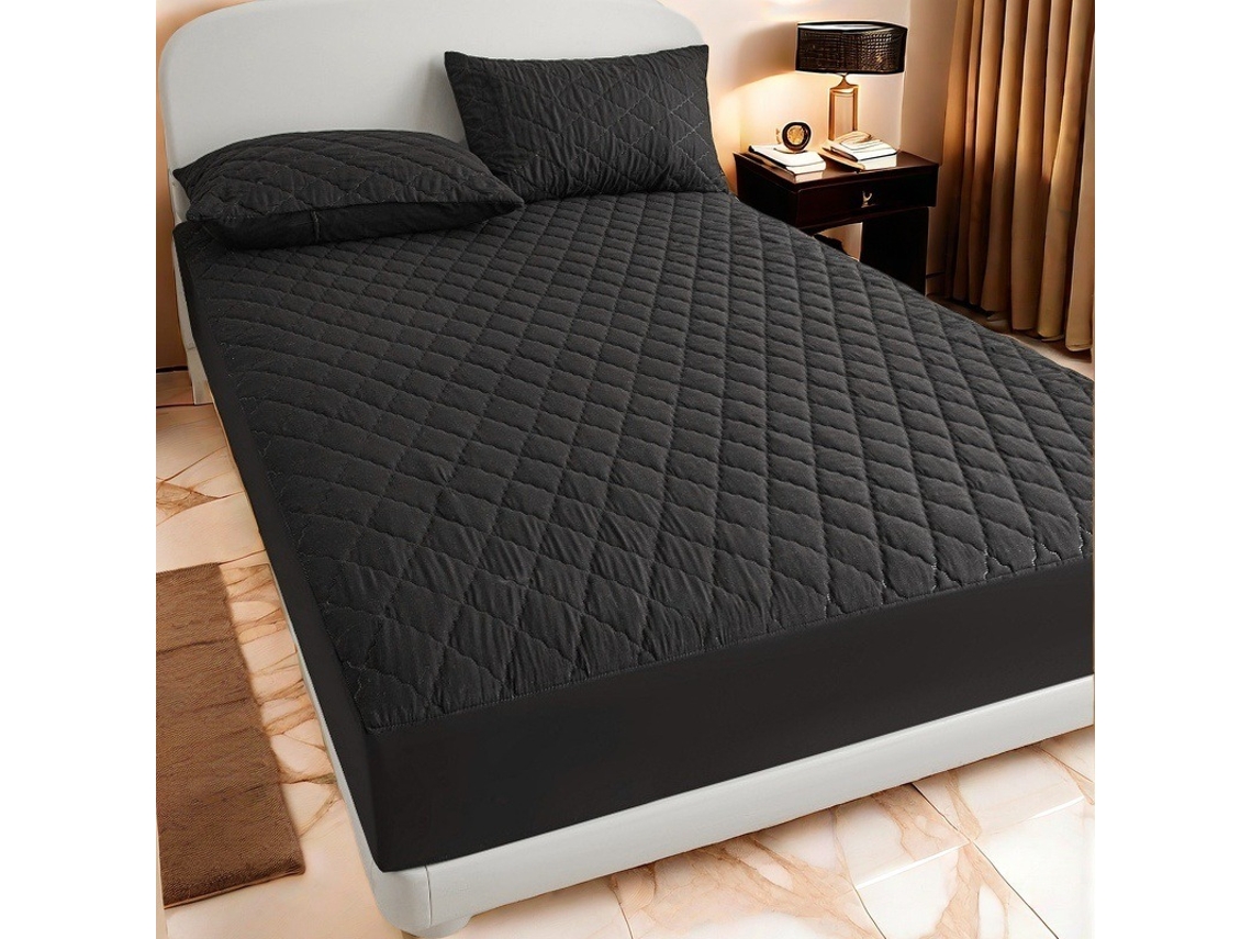 Protetor De Colchão Impermeável Czhhmart( Fitted Sheet) 150cmx200cm (com Par De Fronhas) Preto
