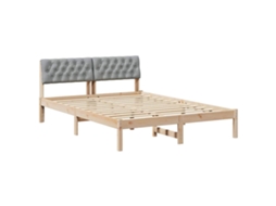 Estrutura da Cama Marrom e Cinza Claro 140 X 190 Cm MAISON EXCLUSIVE