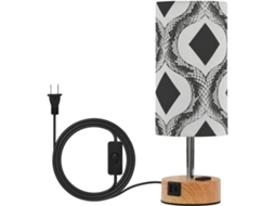 Mesa pequena e abstrata com base branca e cúpula estampada com tecido Cobra Stripe. Inclui luminárias. Ideal para...