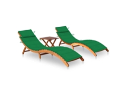 Vidaxl Espreguiçadeiras Com Mesa E Almofadões 2 Pcs Acácia Maciça