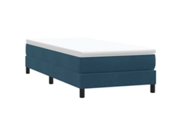 Vidaxl Box Cama De Primavera Sem Colchão Azul Escuro 90x210 Cm Veludo