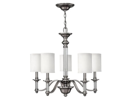 Lustre HINKLEY Hk-Sussex5 Aço Sussex Linho Vidro Transparente E14 5 Lâmpadas