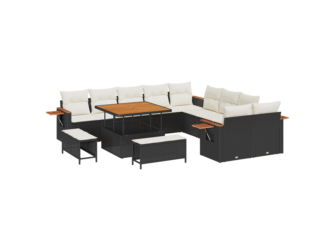 Conjunto 13 Móveis De Jardim Vidaxl Preto Vime Pe (100 X 100 X 71 Cm)